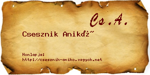 Csesznik Anikó névjegykártya